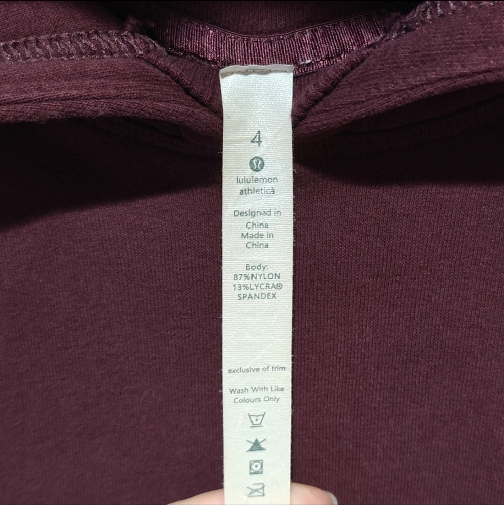 Pull Tag Lululemon All Yours Hoodie Maroon Red Size 4 Pullover - Picture 4 of 6